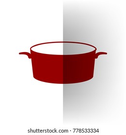 Pan sign. Vector. Bordo icon on white bending paper background.