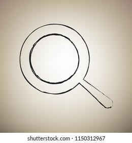 Pan sign. Vector. Brush drawed black icon at light brown background.