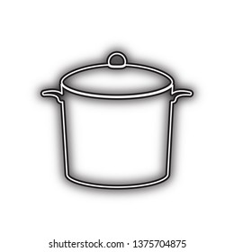 Pan sign. Vector. Double contour black icon with soft shadow at white background. Isolated.
