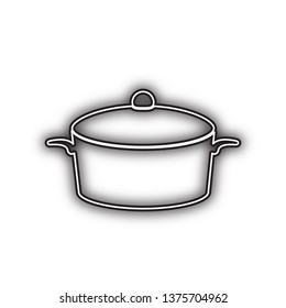 Pan sign. Vector. Double contour black icon with soft shadow at white background. Isolated.