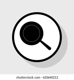 Pan sign. Vector. Flat black icon in white circle with shadow at gray background.