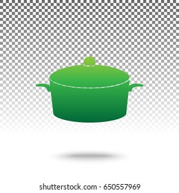 Pan sign. Vector. Green gradient icon with shadow at bottom on transparent and white background.