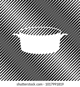Pan sign. Vector. Icon. Hole in moire background.