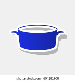 Pan sign. Vector. New year bluish icon with outside stroke and gray shadow on light gray background.