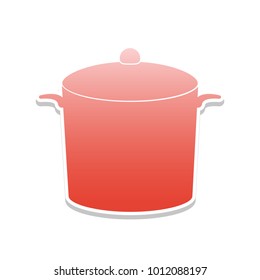 Pan sign. Vector. Reddish icon with white and gray shadow on white background. Isolated.