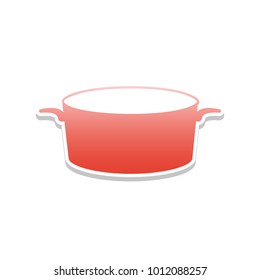 Pan sign. Vector. Reddish icon with white and gray shadow on white background. Isolated.