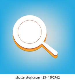 Pan sign. Vector. White icon with 3d warm-colored gradient body at sky blue background.