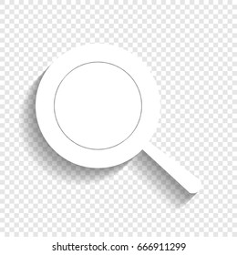 Pan sign. Vector. White icon with soft shadow on transparent background.