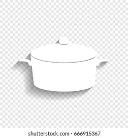 Pan sign. Vector. White icon with soft shadow on transparent background.