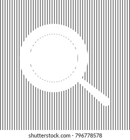 Pan sign. Vector. White icon on grayish striped background. Optical illusion.