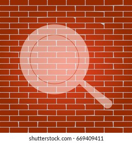 Pan sign. Vector. Whitish icon on brick wall as background.