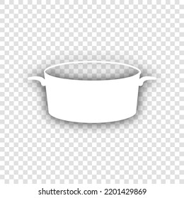 Pan sign. White Icon with dropped natural gray Shadow at transparent Background. Illustration.