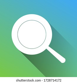 Pan sign. White Icon with gray dropped limitless shadow on green to blue background. Illustration.