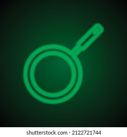 Pan simple icon vector. Flat desing. Green neon on black background with green light.ai