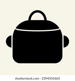 Pan solid icon. Steel saucepan symbol, glyph style pictogram on beige background. Cooking pot sign for mobile concept and web design. Vector graphics