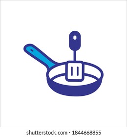 pan and spatula, frying pan, color style design