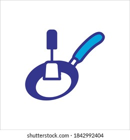 pan and spatula, frying pan, icon, vector, color style design