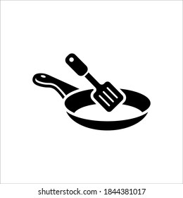 Pan and spatula, frying pan icon, vector, glyph style design