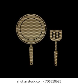 Pan and spatula top view designed using luxury pattern graphic vector