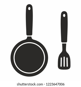 Pan and spatula vector icon