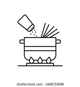 Pan spice spaghetti icon. Simple line, outline vector cooking icons for ui and ux, website or mobile application