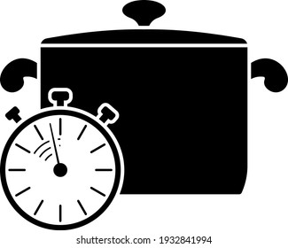 Pan Con Icono De Stopwatch. Diseño de esténcil negro. Ilustración vectorial.
