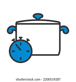 Pan Con Icono De Stopwatch. Contorno de negrita editable con diseño de relleno de color. Ilustración vectorial.