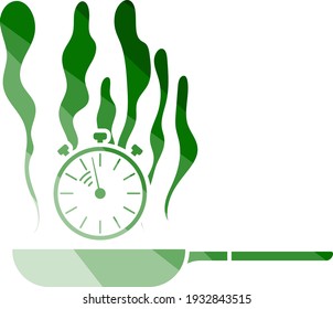 Pan With Stopwatch Icon. Flat Color Ladder Design. Vector Illustration.