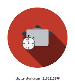 Pan With Stopwatch Icon. Flat Color Design. Vector Illustration.