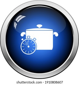 Pan Con Icono De Stopwatch. Diseño de botón brillante. Ilustración vectorial.