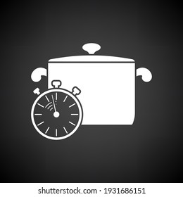 Pan Con Icono De Stopwatch. Blanco sobre fondo negro. Ilustración vectorial.