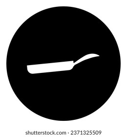 A pan symbol in the center. Isolated white symbol in black circle. Vector illustration on white background