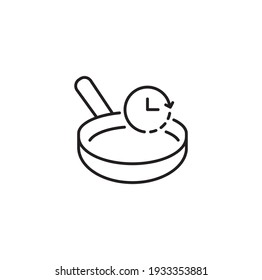 Pan and timer, cooking time simple thin line icon vector illustration