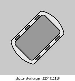 Pan tray for cooking and baking in oven vector grayscale icon. Kitchen appliance. Graph symbol for cooking web site design, logo, app, UI