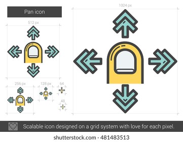 Pan vector line icon isolated on white background. Pan line icon for infographic, website or app. Scalable icon designed on a grid system.