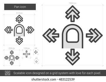Pan vector line icon isolated on white background. Pan line icon for infographic, website or app. Scalable icon designed on a grid system.