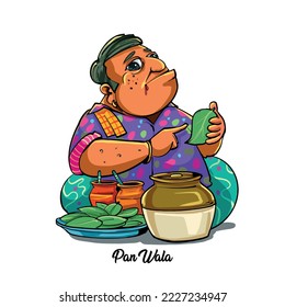 Pan Wala- Indian Pan Masala seller vector illustration