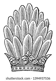 Panache as to form a crest vintage line drawing or engraving illustration.