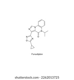 Panadiplon flat skeletal molecular structure Z-drug (nonbenzodiazepine) drug used in anxiety treatment. Vector illustration.