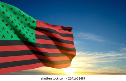 Pan-African flag, Black Liberation flag at the sky. EPS10 vector