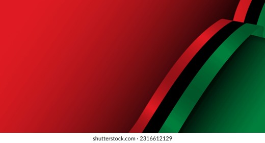 Pan-African flag colored gradient banner. Pan african flag ribbon on left side with copy space. Juneteenth banner. Vector Illustration. EPS 10.