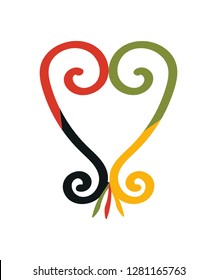 Panafricanism colors Vector illustration: Sankofa Heart Symbol isolated.