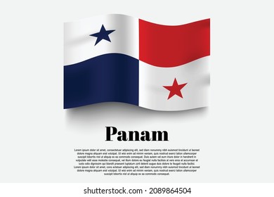 Panam flag waving form on gray background. Vector illustration.