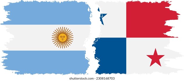 Panama and Argentina grunge flags connection, vector