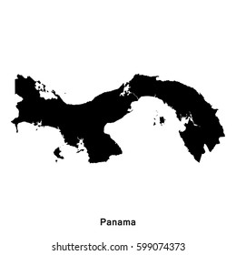 Panama black map,border with name of country