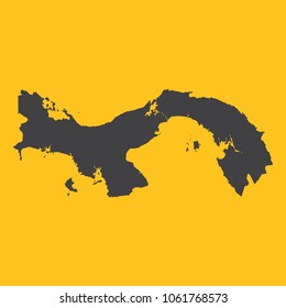Panama black map,border on orange background. Vector illustration.