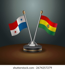 Banderas de tabla de Panamá y Bolivia con relación con el fondo de gradiente. Ilustración vectorial