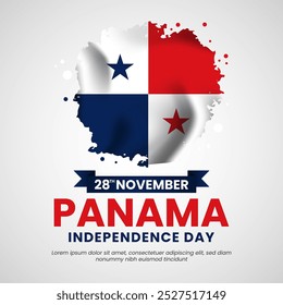 Panamá Pincel pintado bandeira grunge para o fundo quadrado do dia da Independência