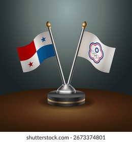 Banderas de tabla de Taipéi de Panamá y China con relación con el fondo de gradiente. Ilustración vectorial
