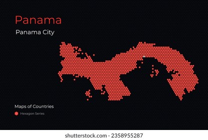 Panama, Panama City Caribbean sea. Creative vector map. Maps of Countries. Hexagon Series. America set